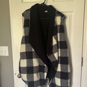 Cato Black and White Plaid Sweater Vest